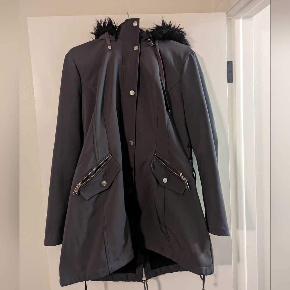 Super cute Guess winter coat with corset detail on side and removable hood